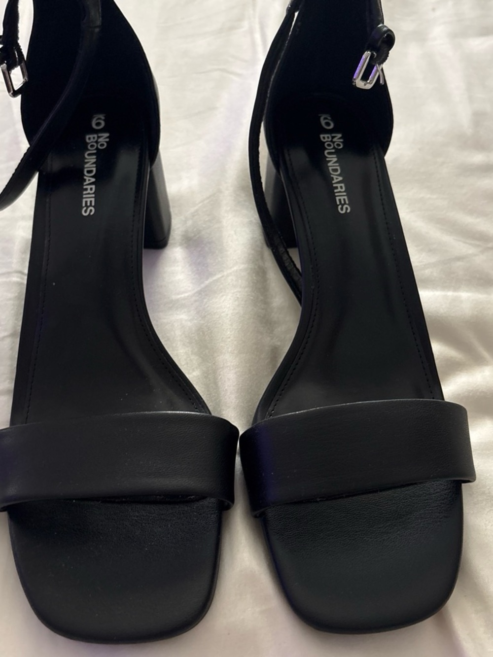 No Boundaries Black Ankle Strap Block Heel Sandals